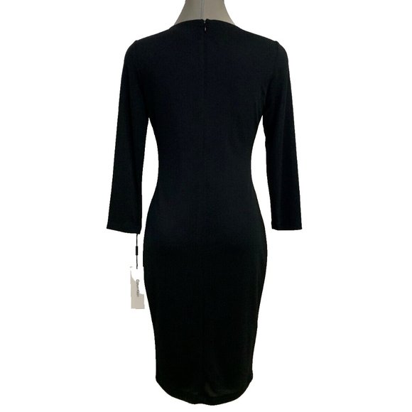New! Calvin Klein Elegant Flattering Timless BLACK Sheath Dress - Picture 2 of 8